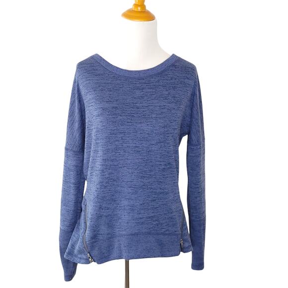 Athleta Cityscapes Sweatshirt Zip Detail Blue Pullover Boxy Fit Small - Picture 3 of 13